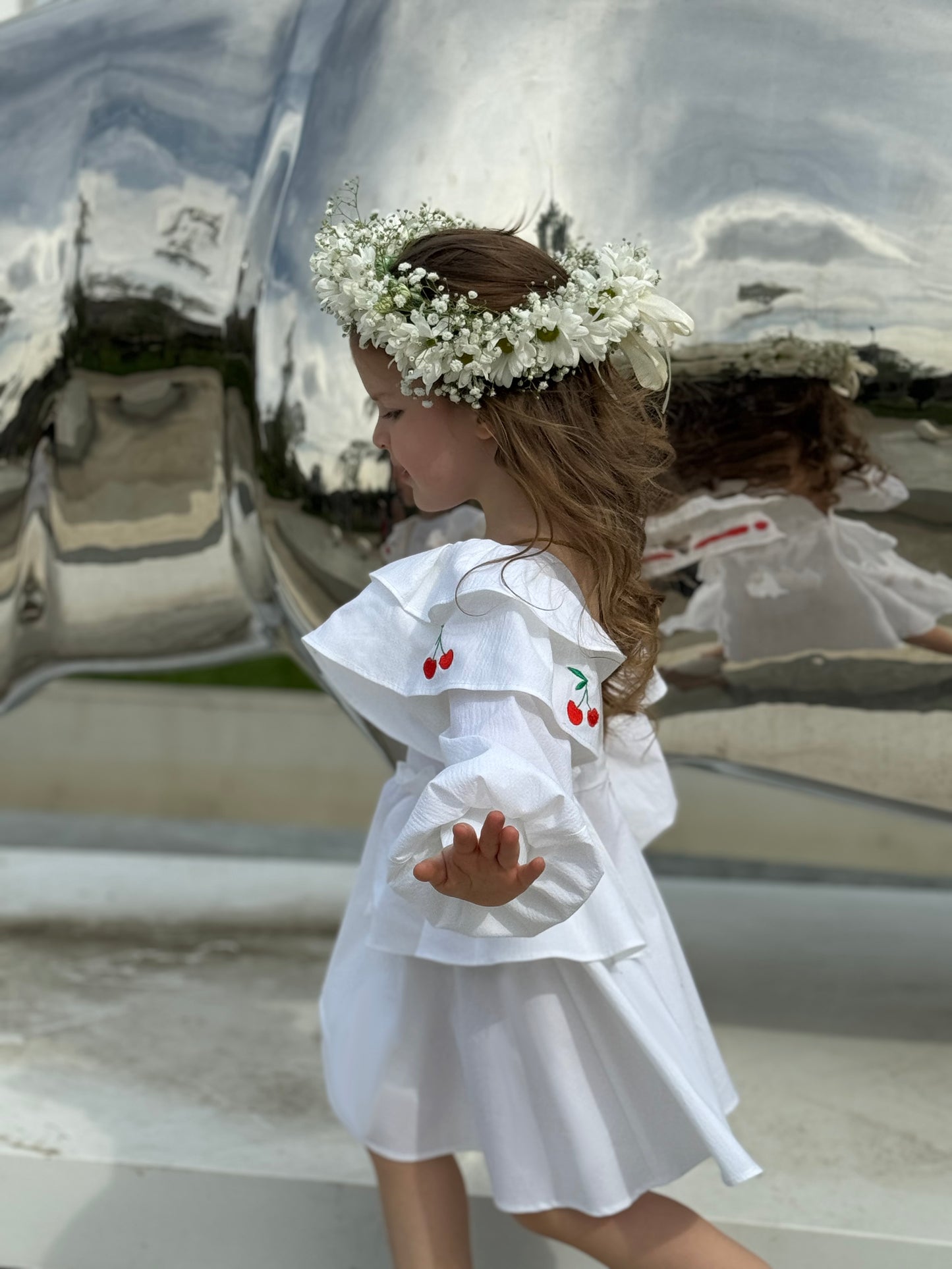 "Cherry"  white dress