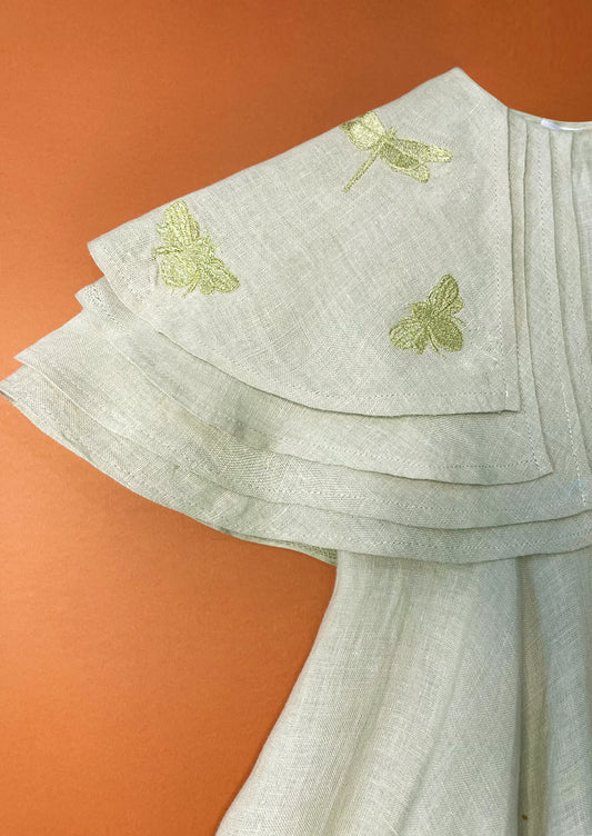 "Goldish insects" four-collared dress