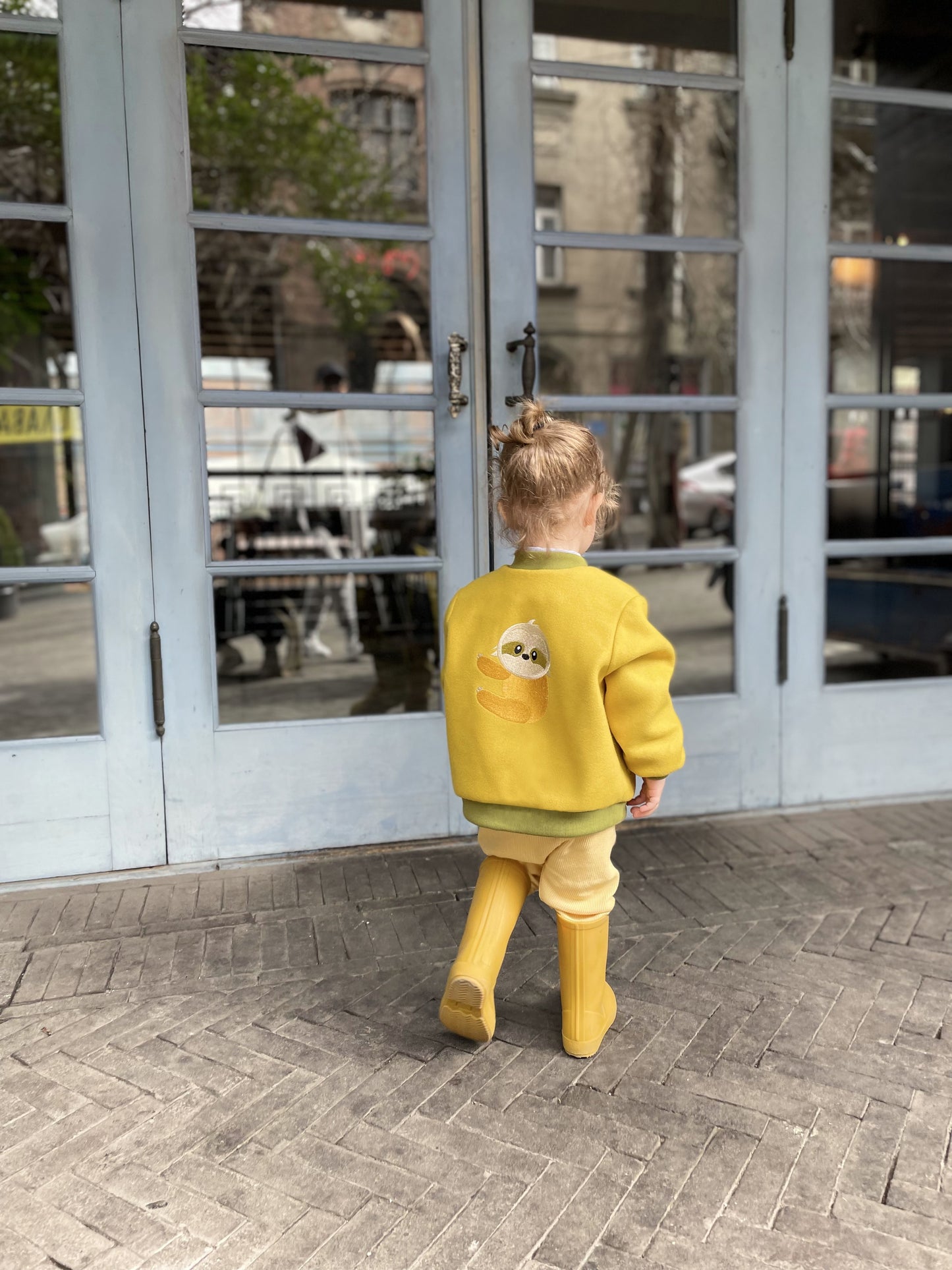 "Sloth" Yellow bomber jacket